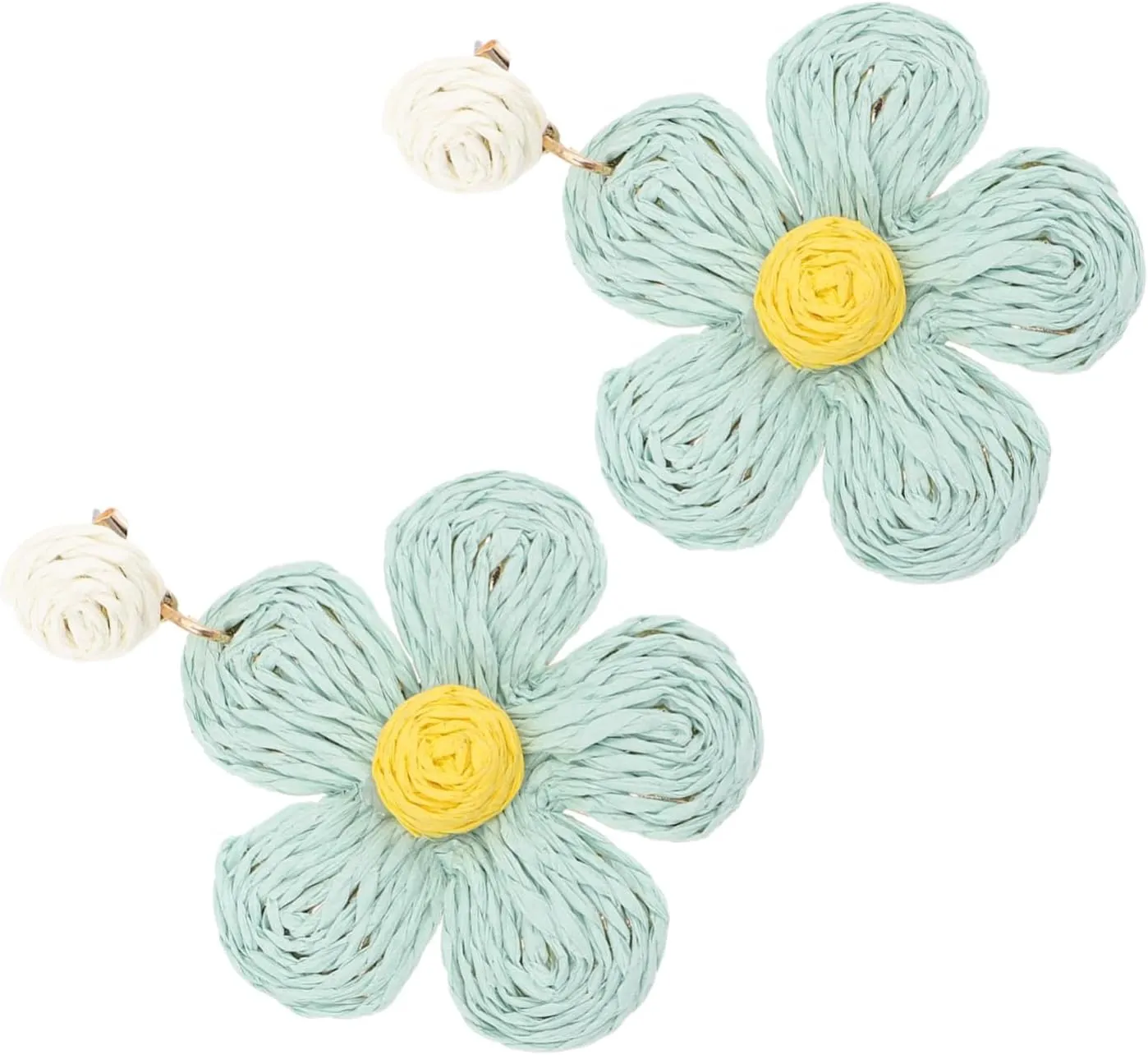 NOLITOY Natural Raffia Floral Earrings Beach Jewelry for Women Handmade Earrings