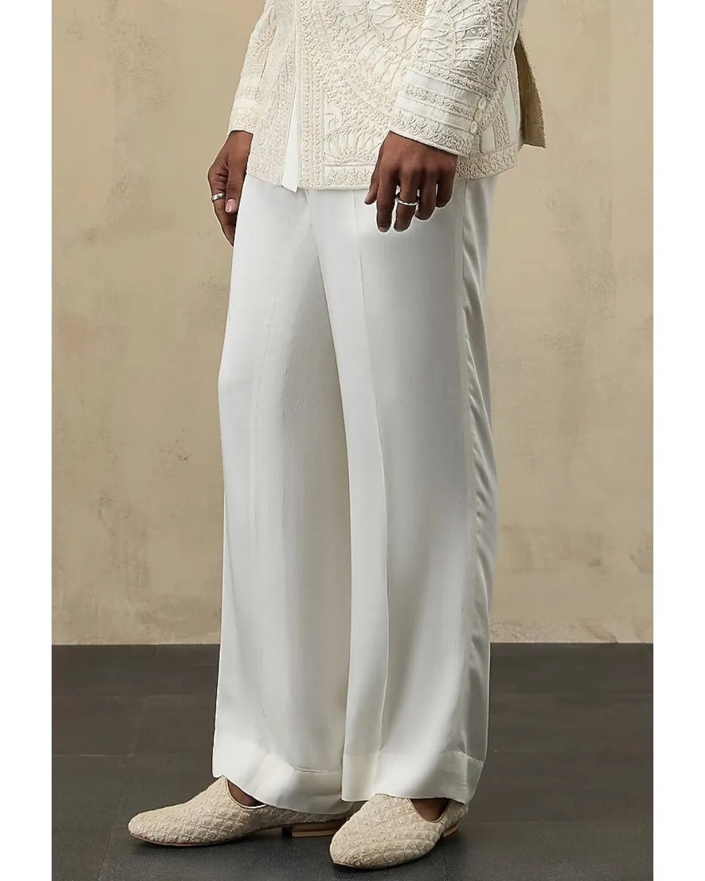 Off White Half Moon Dori Bandhgala Set