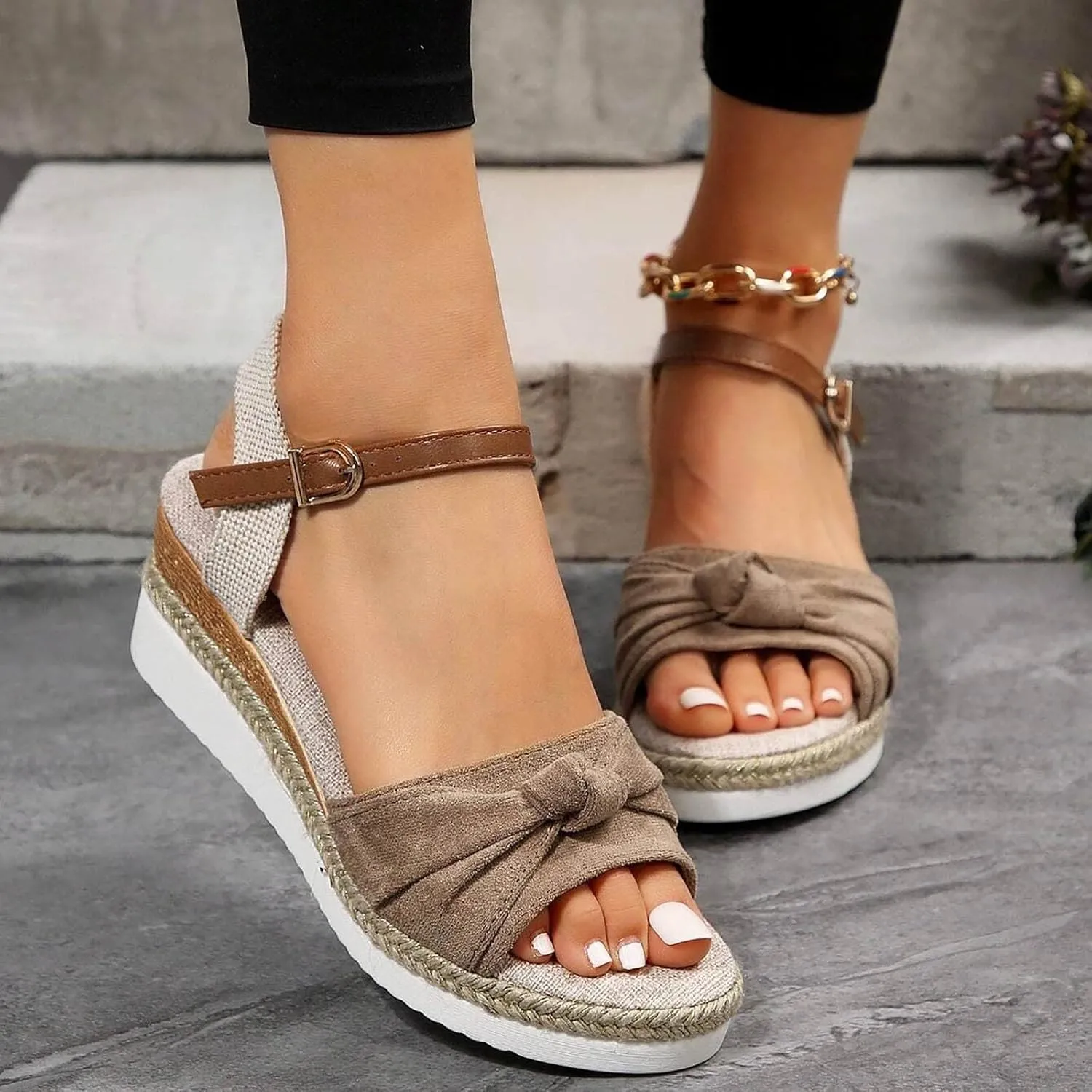 Orthopedic Platform Wedge Sandals for Women Summer Dressy 2025 Open Toe Strap Platform Ankle Sandals with Arch Support Wedge Summer Beach Sandals Dress Shoes Comfortable Outdoor Shoes