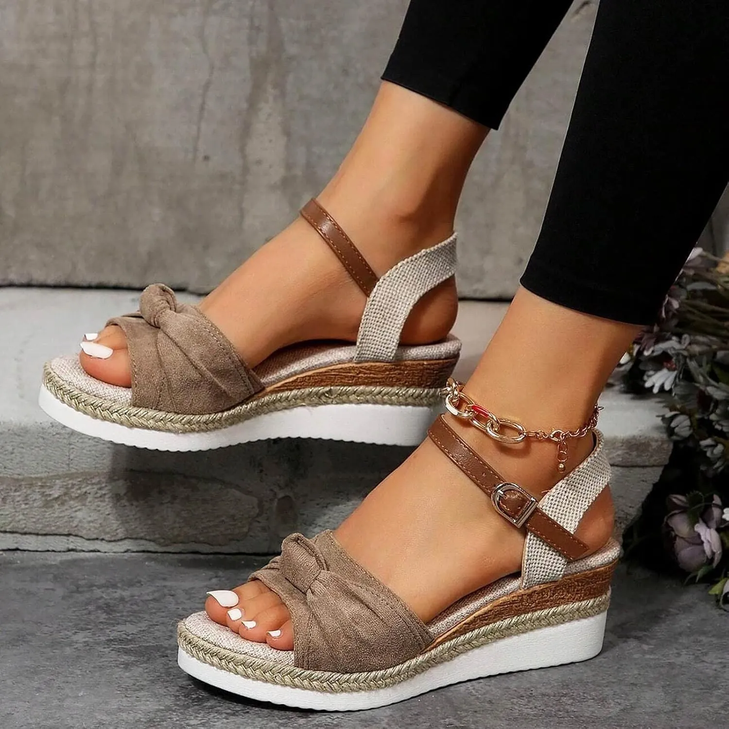 Orthopedic Platform Wedge Sandals for Women Summer Dressy 2025 Open Toe Strap Platform Ankle Sandals with Arch Support Wedge Summer Beach Sandals Dress Shoes Comfortable Outdoor Shoes