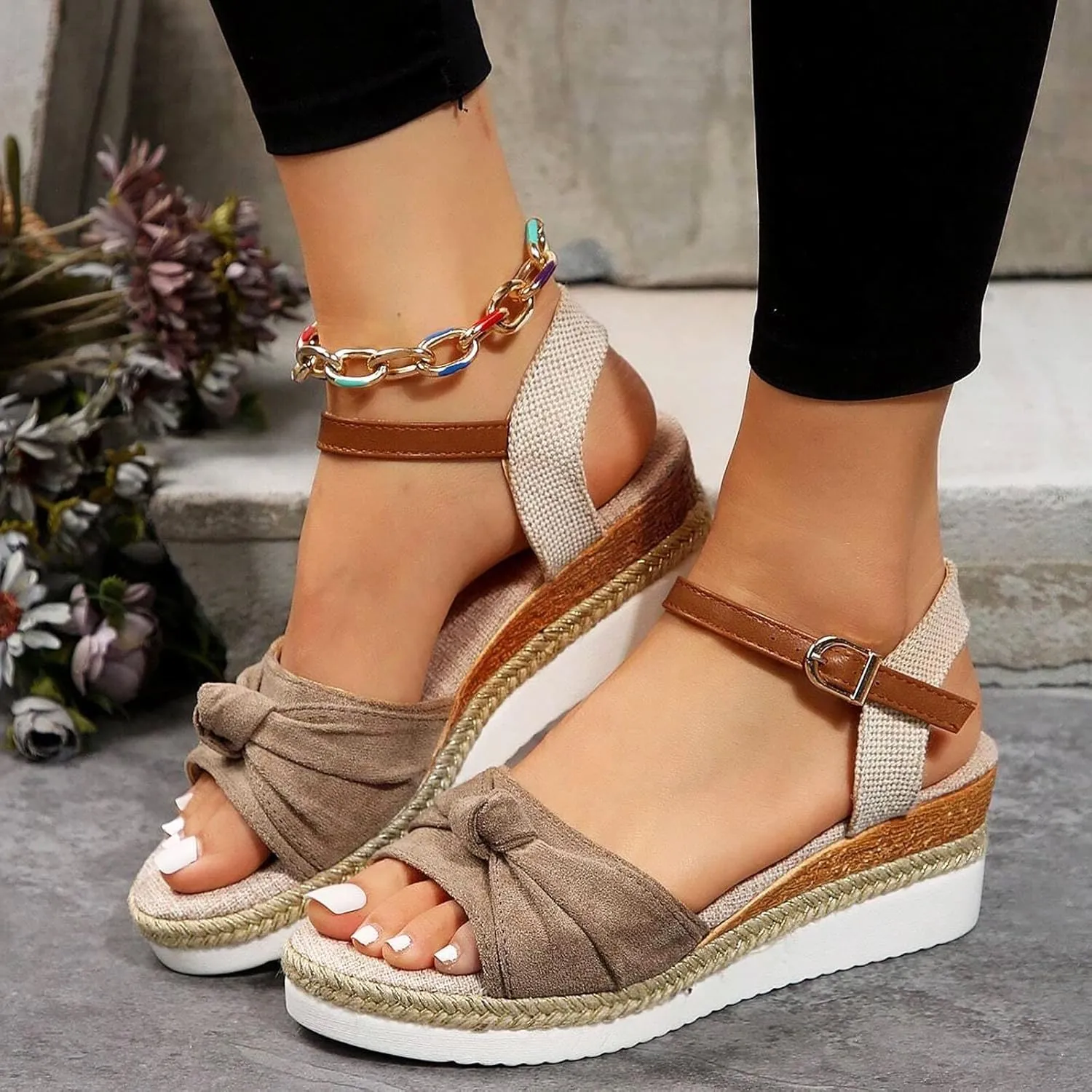 Orthopedic Platform Wedge Sandals for Women Summer Dressy 2025 Open Toe Strap Platform Ankle Sandals with Arch Support Wedge Summer Beach Sandals Dress Shoes Comfortable Outdoor Shoes