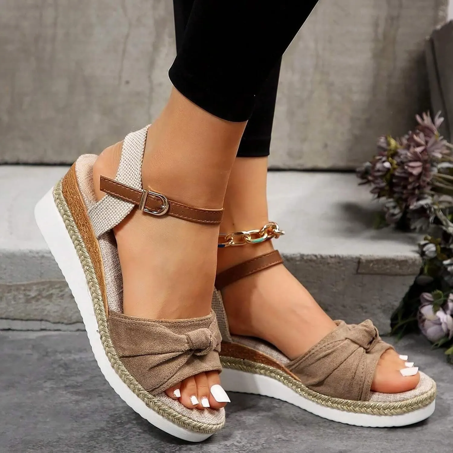 Orthopedic Platform Wedge Sandals for Women Summer Dressy 2025 Open Toe Strap Platform Ankle Sandals with Arch Support Wedge Summer Beach Sandals Dress Shoes Comfortable Outdoor Shoes