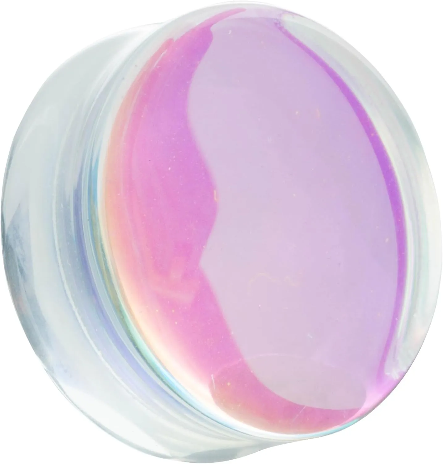 Pierced Owl Iridescent Glass Faceted Convex Double Flared Plugs, Sold as a Pair