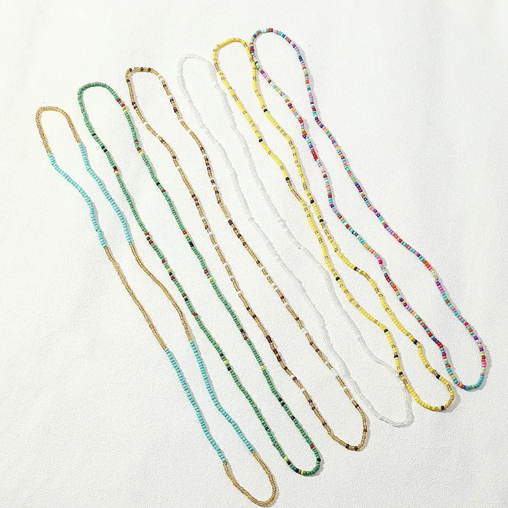 Pingyongchang Boho Handmade Beads African Anklets Set Layered Beach Colorful Stretch Beaded Elastic Foot Hand Chain Anklets Bracelets for Women Jewelry