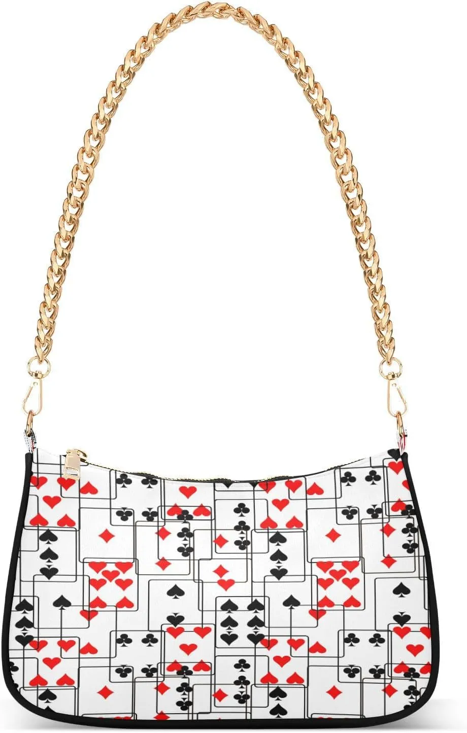 Playings Cards Poker Womens Shoulder Bag for Women Hobo Tote Handbag Gold Chain Crossbody Bag with Zipper Clutch Purse Handbags
