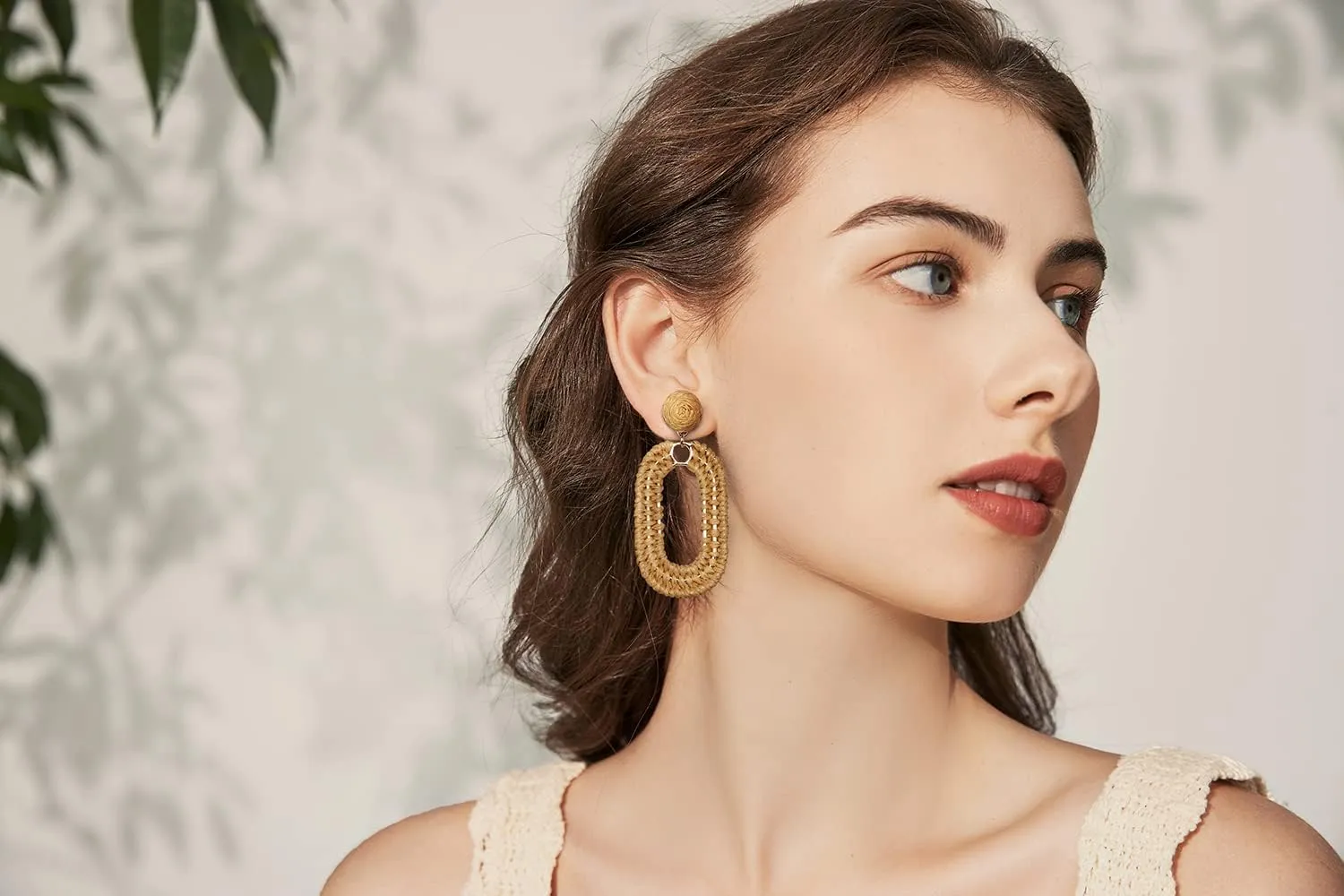 Raffia Oval Earrings for Women - Boho Woven Rattan Earrings for Summer Beach - Tropical Vacation Earrings