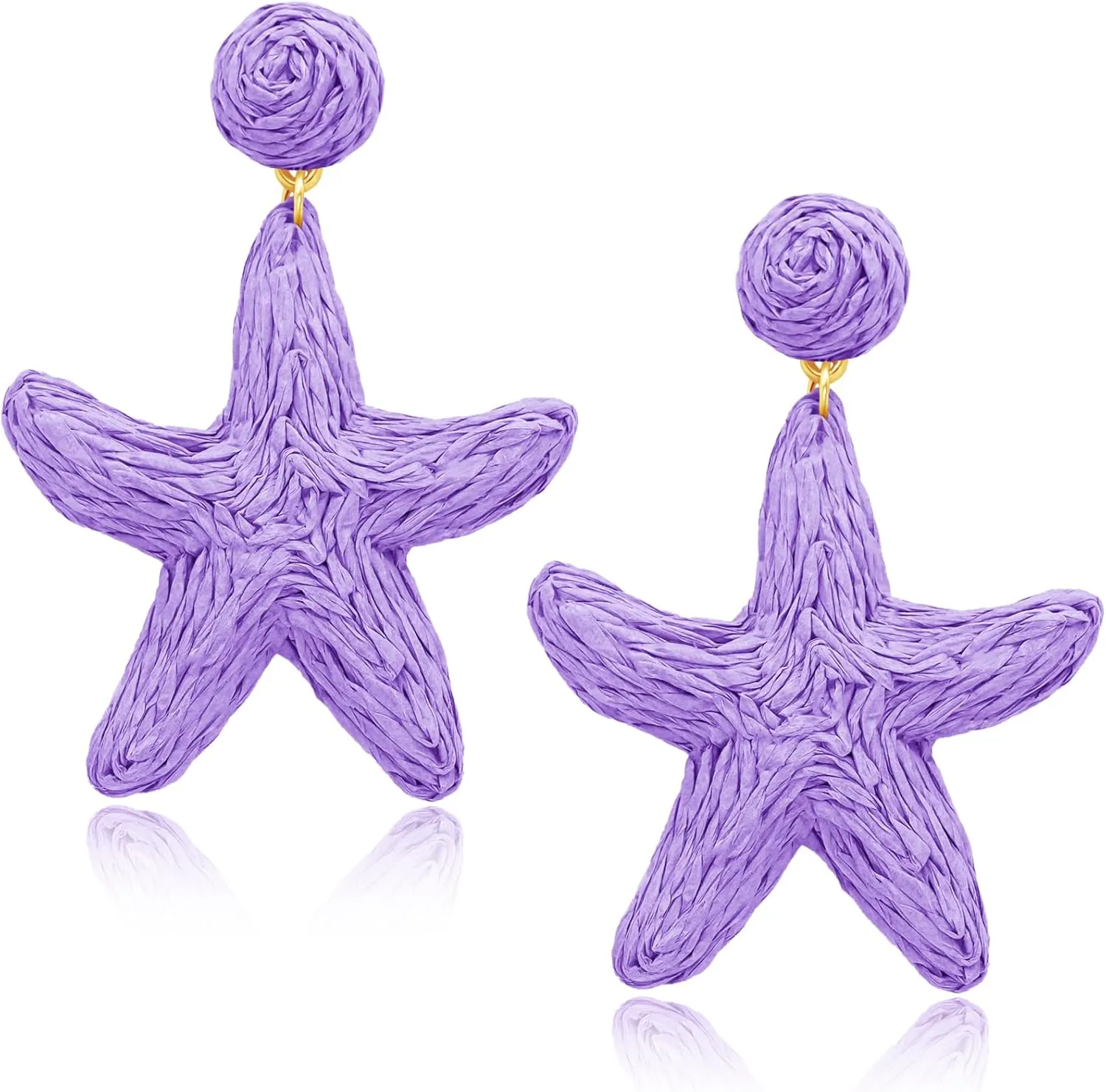 Raffia Rattan Earrings Summer Beach Boho Earrings for Women Starfish Earrings Handmade Straw Braided Starfish Drop Dangle Earrings Fun Trendy Statement Earrings Summer Beach Jewelry Gifts