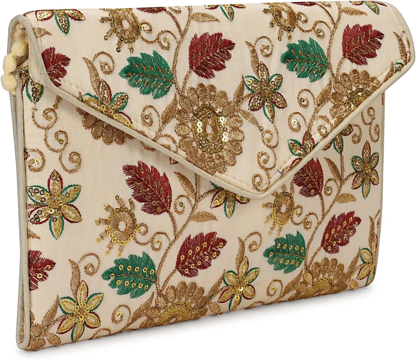 Rajasthani Indian Art Sling Bag Foldover Clutch Purse For Women, Indian Handcrafted Foldover Sling Clutch
