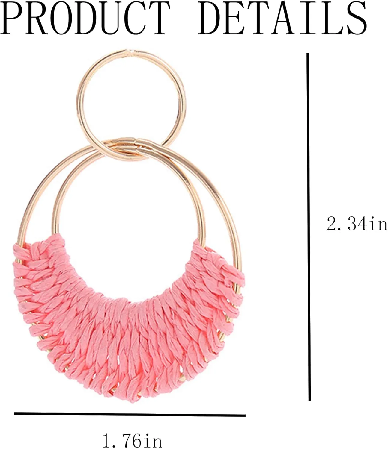 Rattan Earrings for WomenBoho Colorful Raffia Hoop Earrings Statement Round Drop Rainbow Earrings Beach Accessories Jewelry Gift for Women