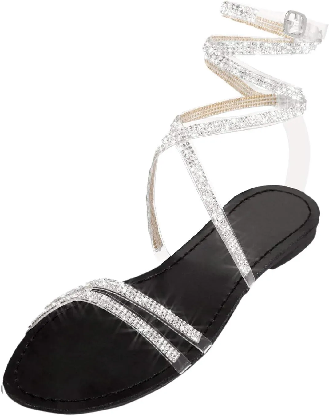 Sandals for Women Summer Dressy, Flat Shoes with Ankle Strap Bohemian Flat Shoes for Women Breathable Slip-on Shoes