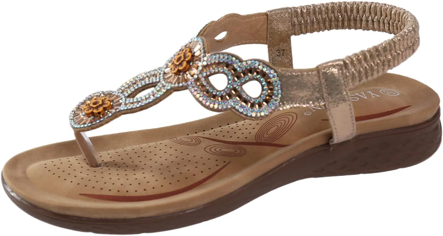 Sandals Women,Dressy Summer Retro Orthopedic Sandals Ring Toe Outdoor Flip Flops Flat Heel Beach Slipper