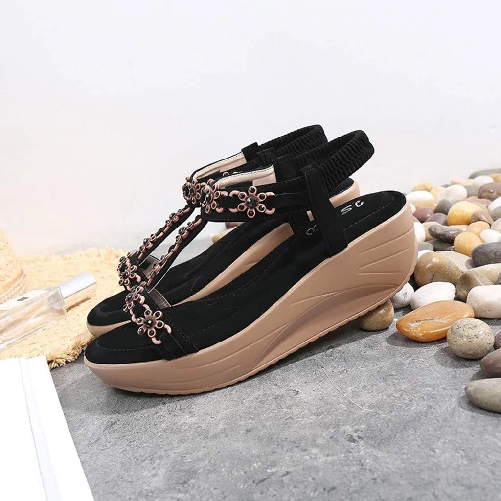 SBGMoSJ Orthopedic Slippers for Women 6 Wide Orthotics Sandals for Women Thong Closed Toe Wedges for Women Dressy Comfortable Confortable Walking Sandals Women Shoes Sandals Thick Heels for Women