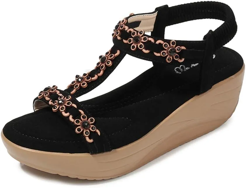 SBGMoSJ Orthopedic Slippers for Women 6 Wide Orthotics Sandals for Women Thong Closed Toe Wedges for Women Dressy Comfortable Confortable Walking Sandals Women Shoes Sandals Thick Heels for Women