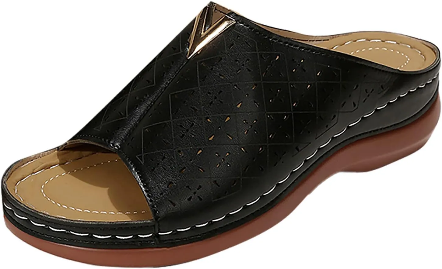 SBGMoSJ Women Orthopedic Sandals Wide Orthopedic Sandals for Women Leather Womens Shoes Wedges Dressy Casual Comfortable Women's Plantar Fasciitis Shoes Walking Shoes Women Dress Women Sandals Size 6