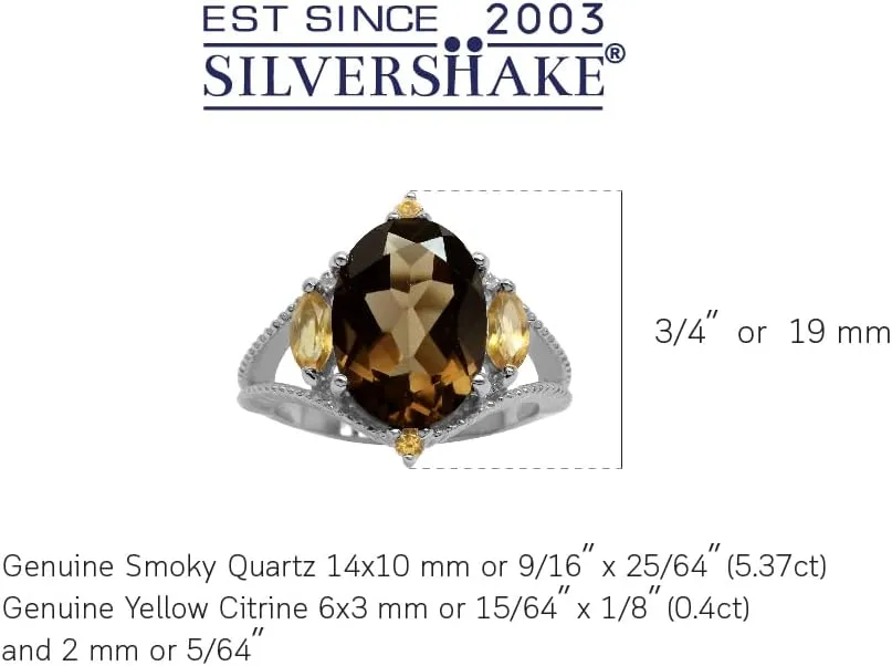 Silvershake 14X10mm Oval Shape Gemstone White Gold Plated or Yellow Gold Plated 925 Sterling Silver Cluster Cocktail Ring Jewelry for Women