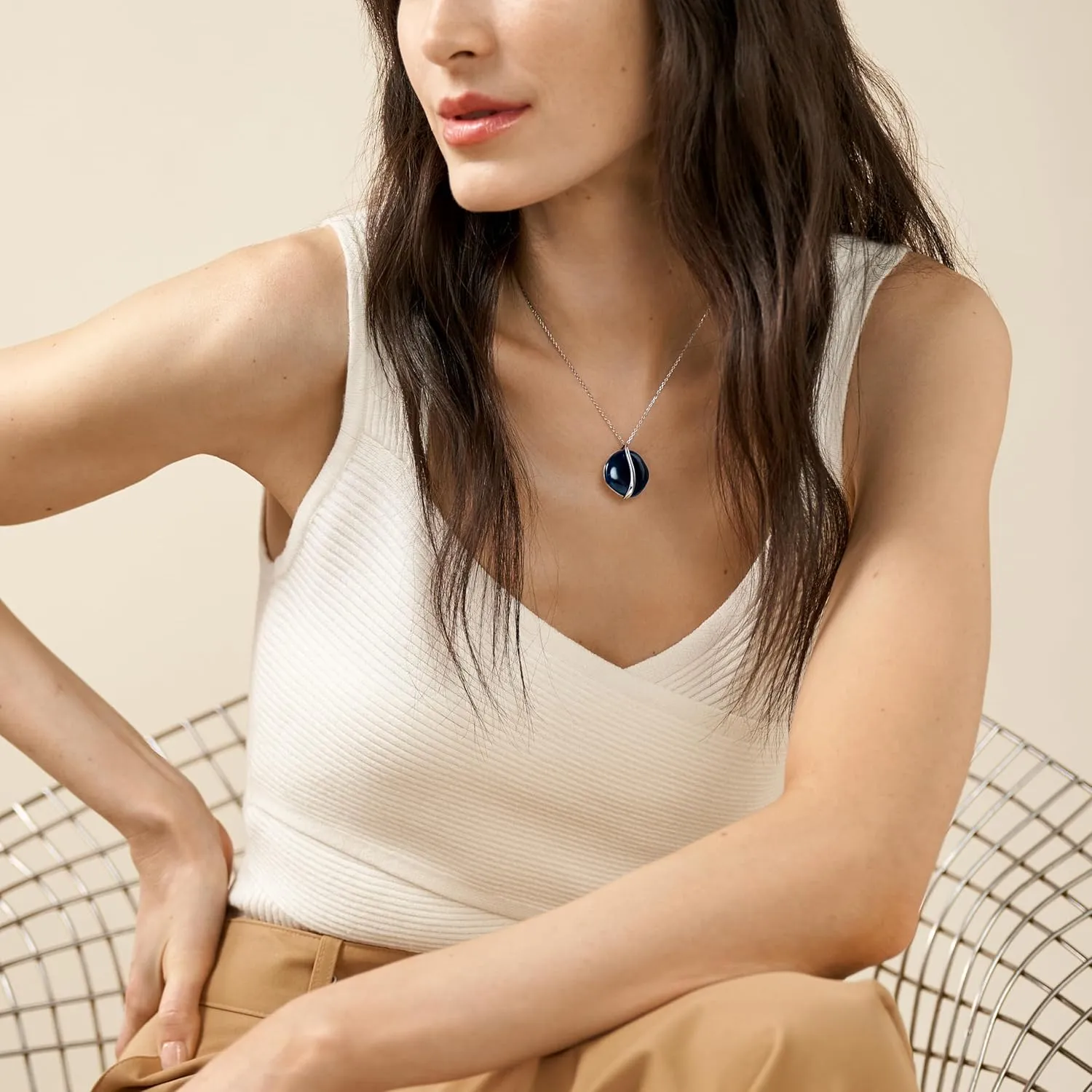 Skagen Women's Kariana Pebble & Gold-Tone Stainless Steel Pendant Necklace