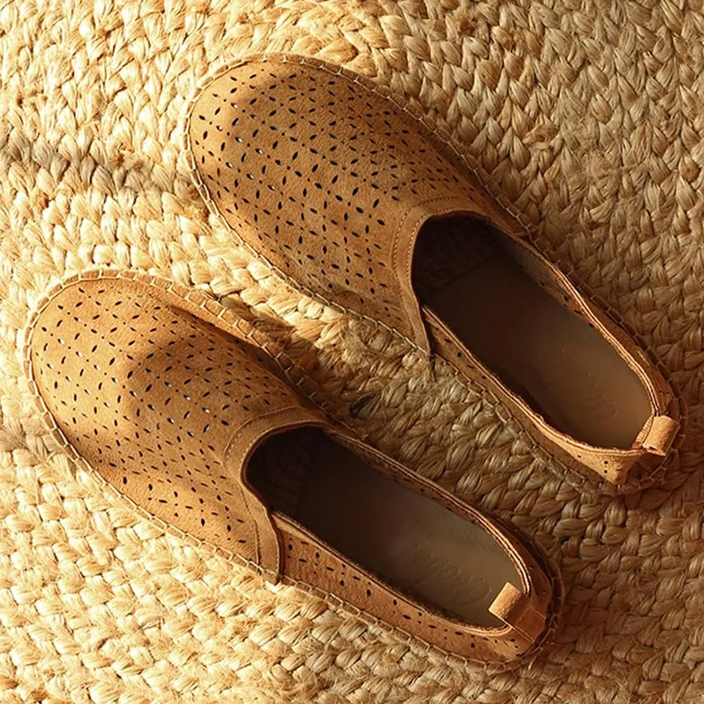 slippers Flip Flops,Men's Breathable Leather Shoes, Hollow Shoes Straw Woven Fisherman Shoes Leather Breathable Sandals