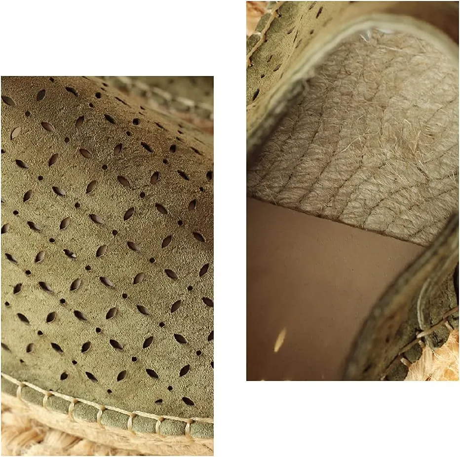 slippers Flip Flops,Men's Breathable Leather Shoes, Hollow Shoes Straw Woven Fisherman Shoes Leather Breathable Sandals