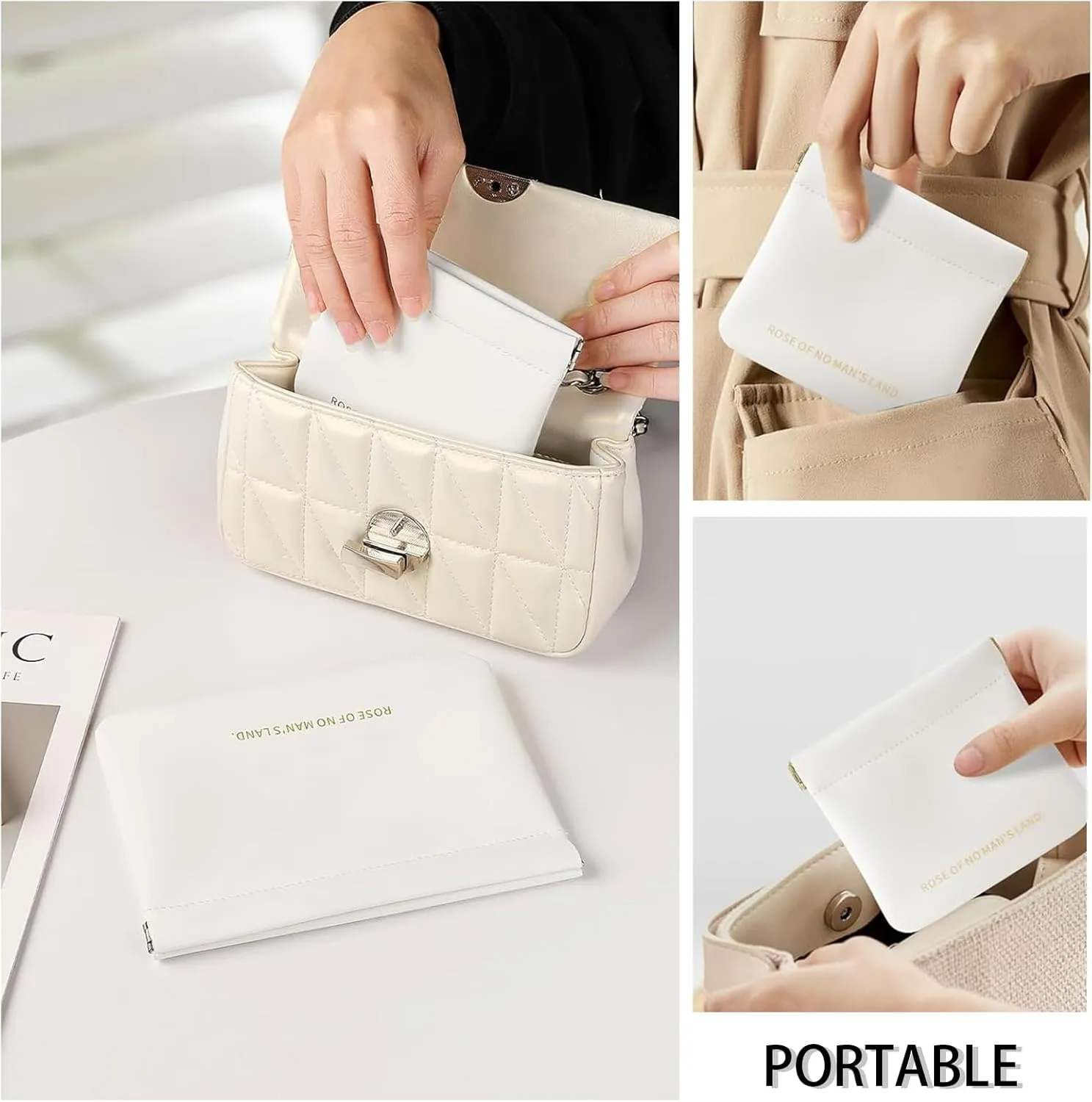 Small Makeup Bag for Purse 2Pack Mini Cosmetic Bag for Travel, PU Leather Little Makeup Pouch for Women Cosmetic Organize