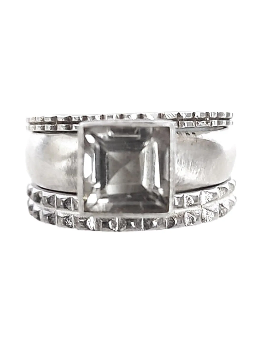STACK RING PYRAMID SQUARE SILVER SET