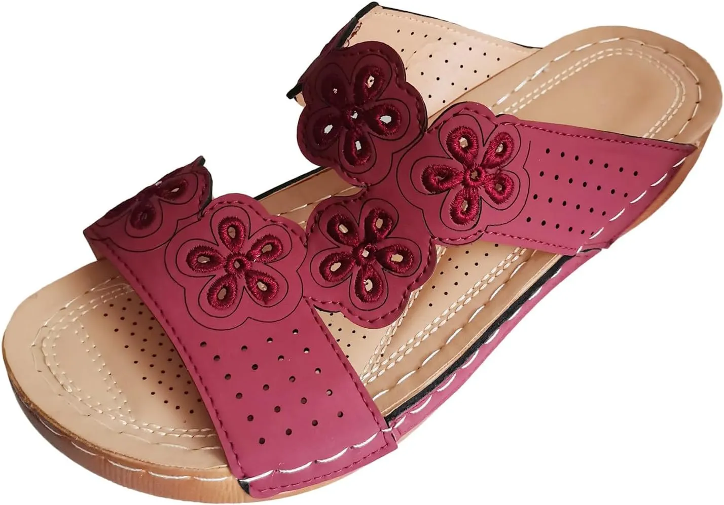 SuanlaTDS Orthopedic Platform Wedge Sandals for Women Summer Beach Walking Shoes 2025 Comfortable Low Heel Slides with Arch Support Outdoor Party Dressy Wedges Slip On Slide Sandal