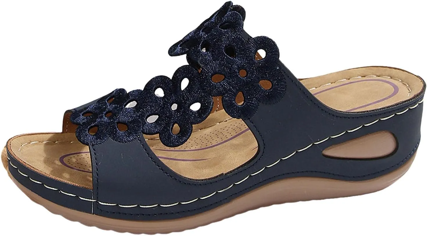 SuanlaTDS Orthopedic Sandals for Women Wedge 2025 Arch Support Flip Flops Dressy Summer Open Toe Slip-on Platform Comfortable Slides Slippers Plantar Fasciitis Outdoor Walking Beach Shoes