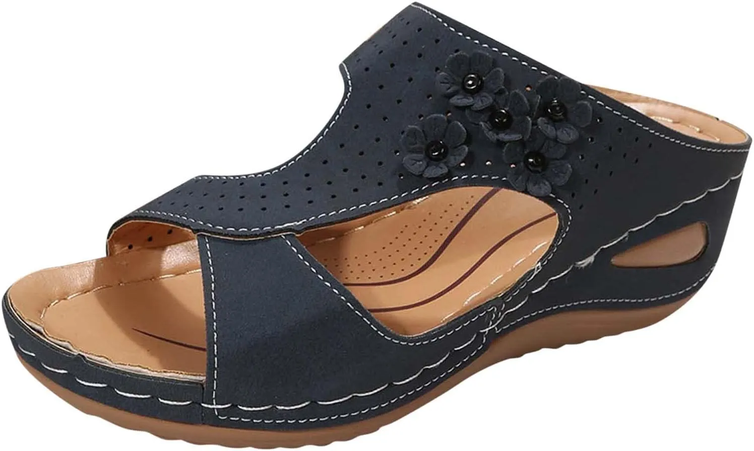 SuanlaTDS Orthopedic Wedge Sandals for Women Dressy 2025 Wide Width Open Toe Platform Flat Casual Flip Flops with Arch Support Silppers Comfortable Slip-on Slides Wedges Summer Beach Shoes