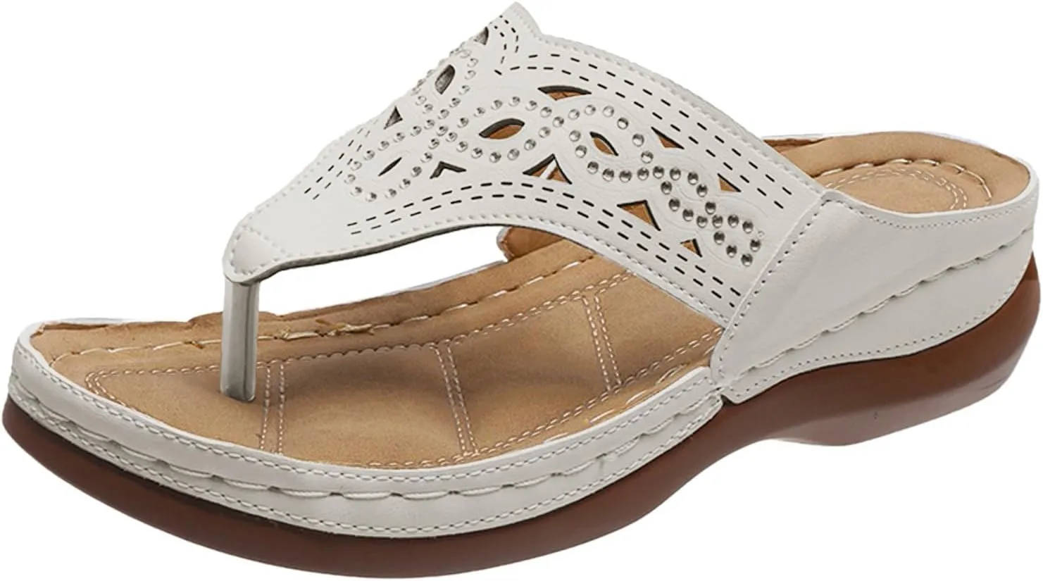 SuanlaTDS Wedge Orthopedic Sandals for Women 2025 Comfortable Flip Flops Dressy Summer Casual Walking Beach Shoes Arch Support Platform Slides Slip-on Bohemian Low Heel Outdoor Slippers