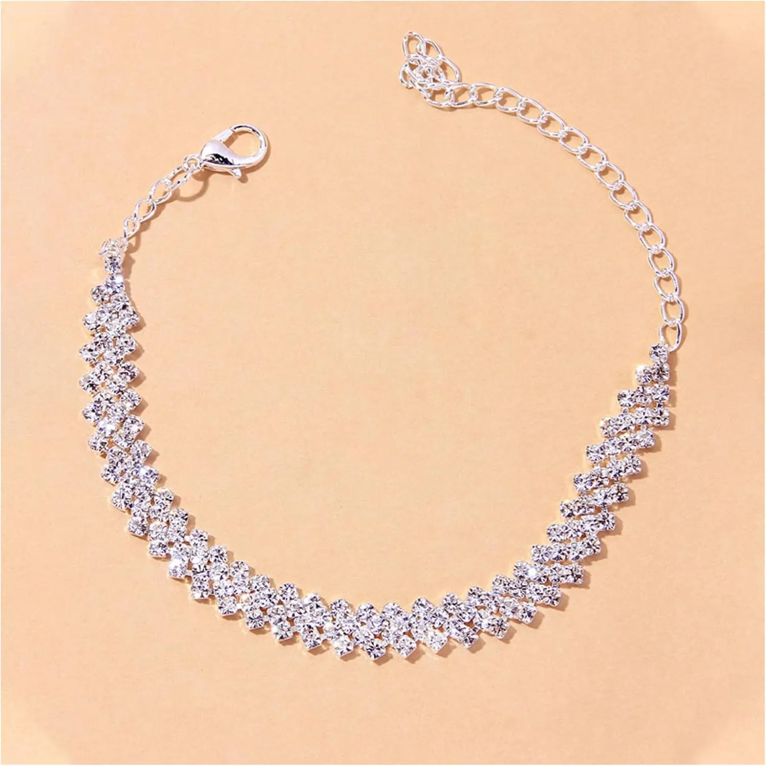 Summer Beach Rhinestone Chain Heart Anklet Bracelet,Crystal Anklets,Bikini Beach Foot Chain Anklet Bracelet Rhinestone Leg Bracelet Jewelry for Women