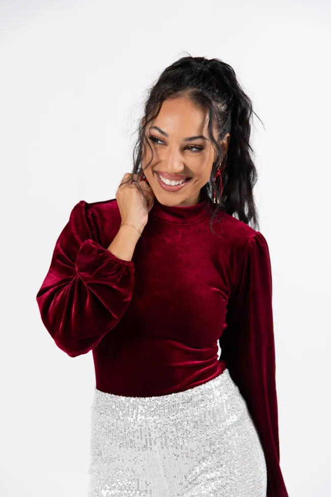 That Bow Though Open Back Velvet Mock Neck Bodysuit FINAL SALE