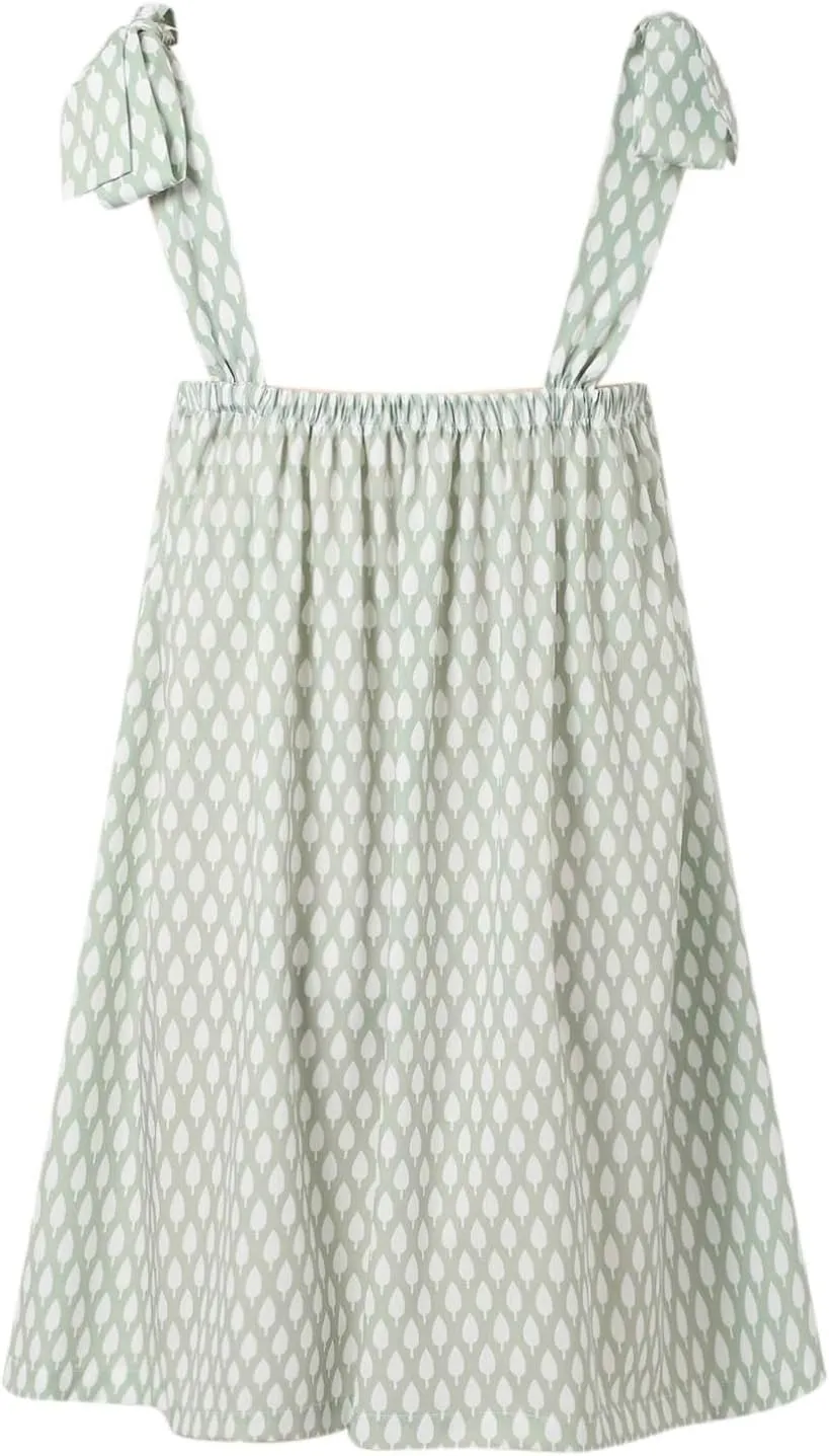 Tie Shoulder Mini Dress for Women Cute Polka Dot Square Neck Beach Short Dress Loose Fit Swing Vocation Sundress