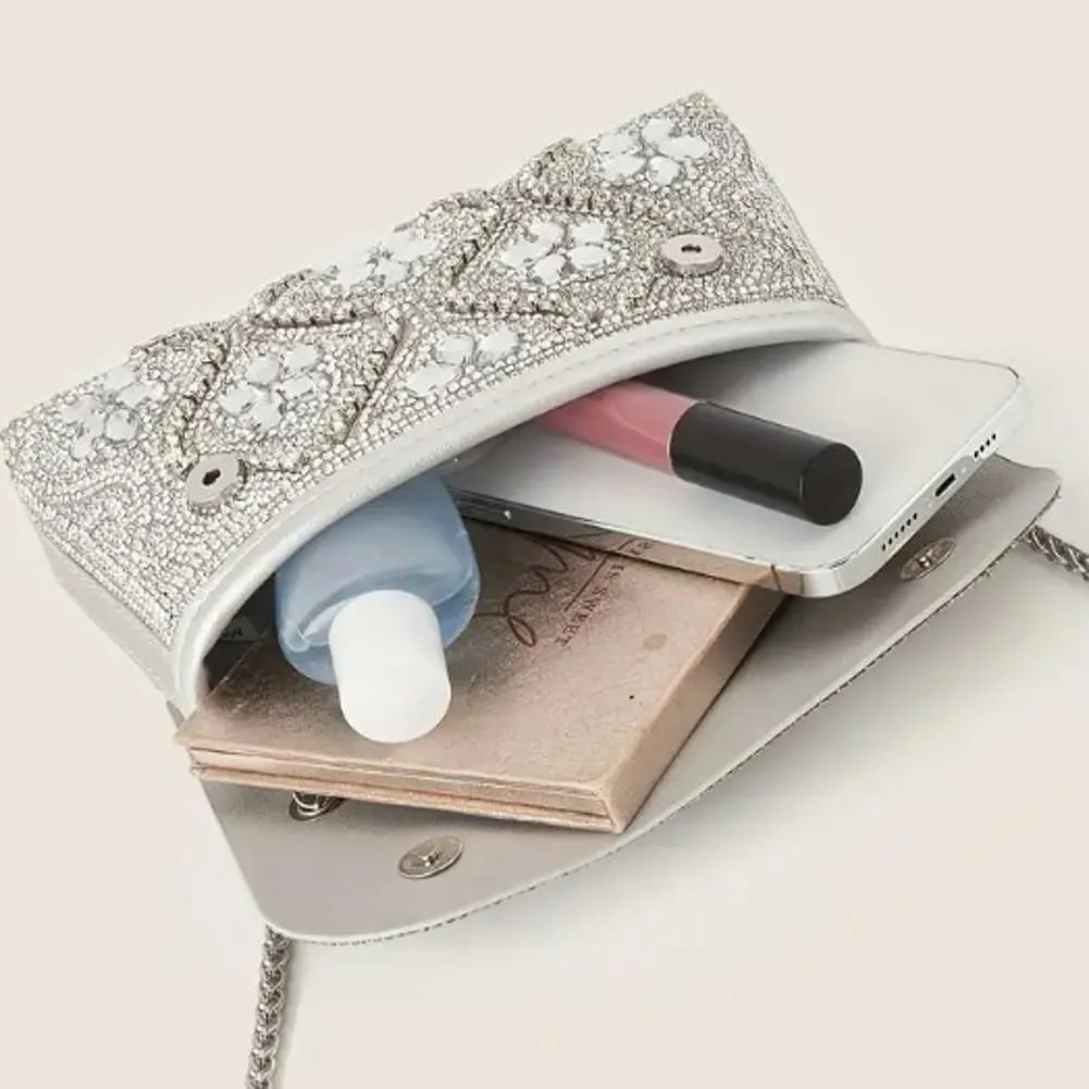 Trendy Rhinestone Evening Bag for Women Small Shoulder Crossbody Bags Handbag Crystals Party Clutch Purse with Chain