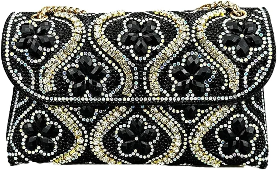 Trendy Rhinestone Evening Bag for Women Small Shoulder Crossbody Bags Handbag Crystals Party Clutch Purse with Chain