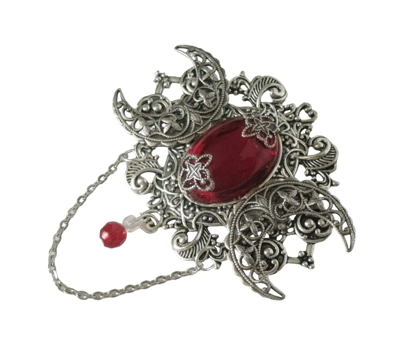 Triple Moon Brooch, handmade jewelry wiccan pagan wicca goddess witch witchcraft cloak pin