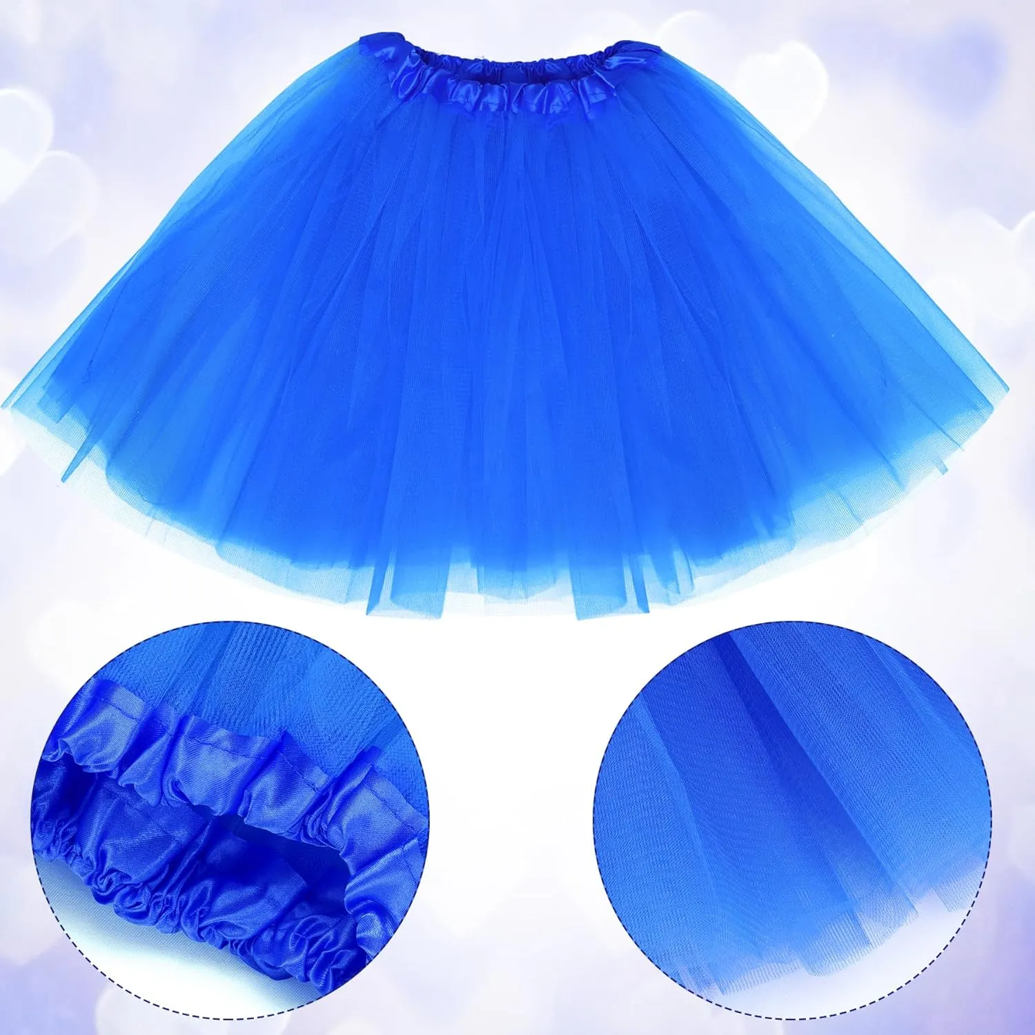 Tulle Tutu Skirt for Women Adults with Bow Headband, Beads Necklace, Heart Sunglasses, Colorful Party Favors