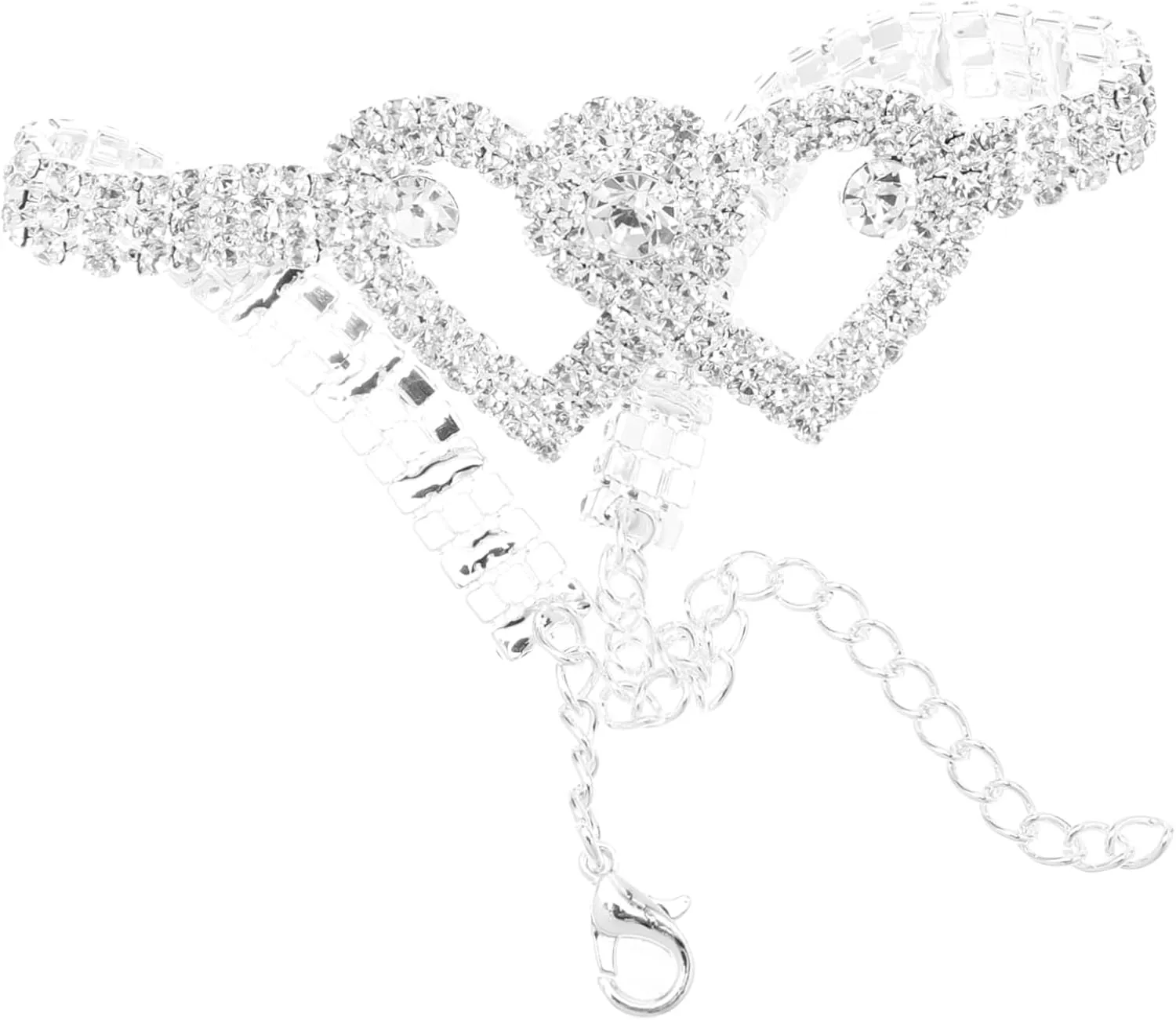 VANZACK Glamourous Heart-shaped Anklet Crystal Foot Chain Beach Foot Jewelry Set