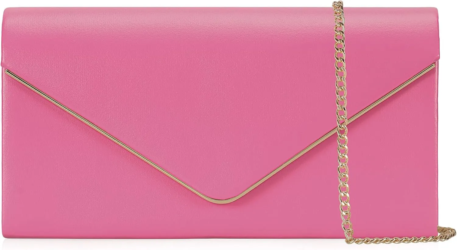 Vegan Leather Envelope Clutch Bag Classic Dressy Purse Foldover Evening Handbag