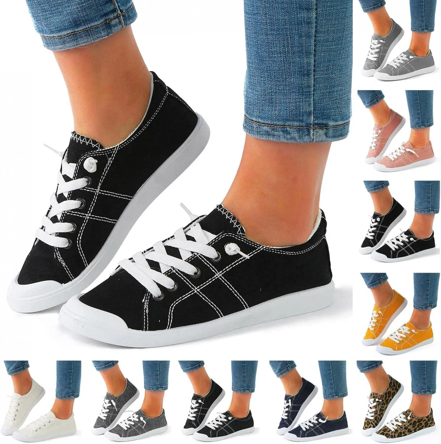 Walking Shoes for Women Canvas Shoes Low Top Classic Slip On Lightweight Comfortable Fashion Sneakers for Walking