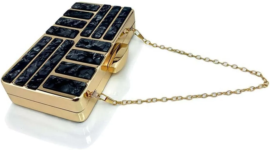 Women Acrylic Clutch Handbag Luxury Shoulder bags Evening Purse with Detachable Chain for Wedding Prom Party