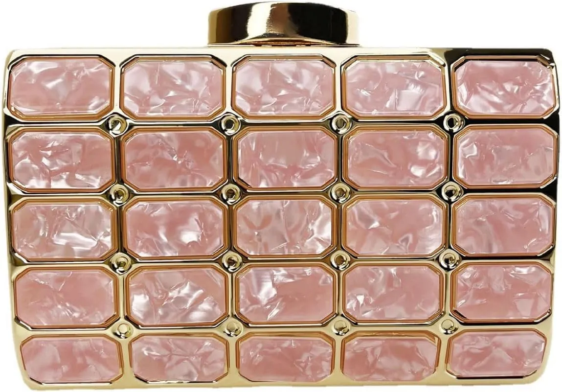 Women Acrylic Clutch Handbag Luxury Shoulder bags Evening Purse with Detachable Chain for Wedding Prom Party