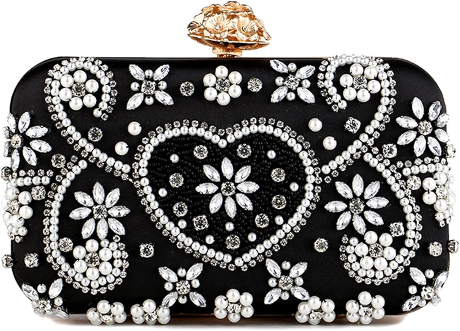 Women's Bead Evening Bag Diamond Wedding Dinner Wallet Purse Party Shoulder Bag Rhinestone Clutch for Prom Party
