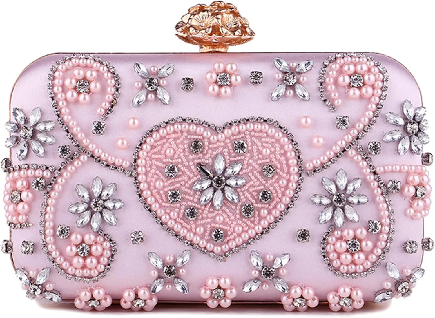 Women's Bead Evening Bag Diamond Wedding Dinner Wallet Purse Party Shoulder Bag Rhinestone Clutch for Prom Party