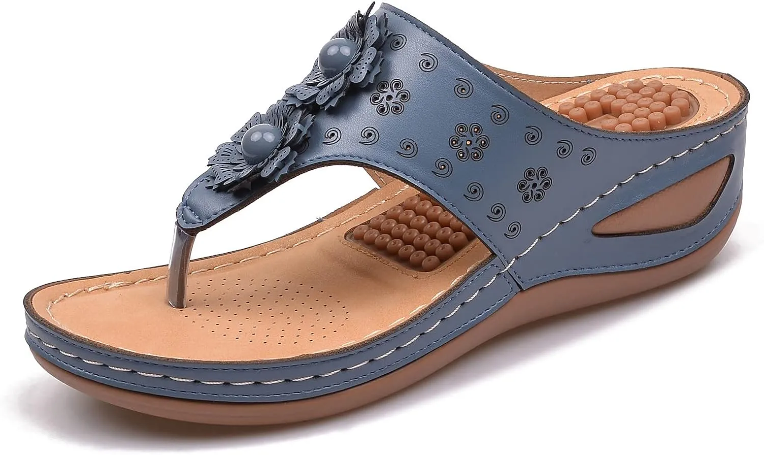 Womens Comfortable Orthopedic Flip Flops with Arch Support Yoga Mat Cushion Summer Beach Sandals for Plantar Fasciitis Pain Relief Walking