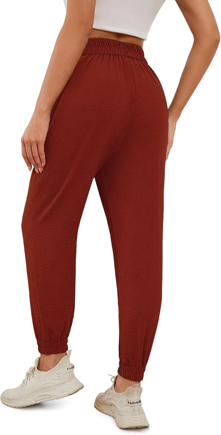 Womens High Waist Dressy Joggers Bow-Knot Loose Business Casual Pants for Work Tapered Trousers with Pockets