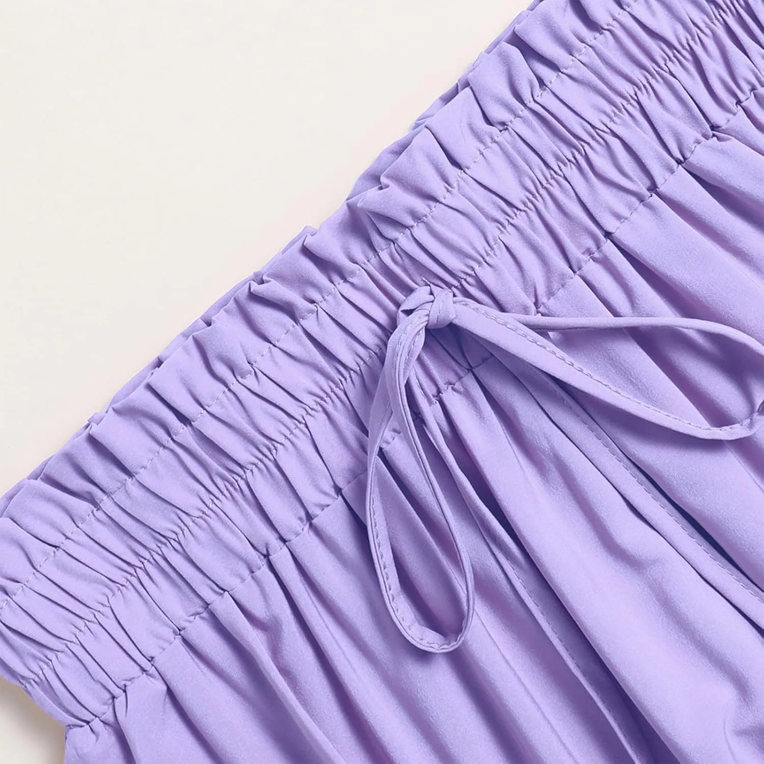 Women's Long Summer Maxi Skirt 2025 Solid Color Floral Elastic Waist A-Line Skirts with Drawstring Loose Skirt