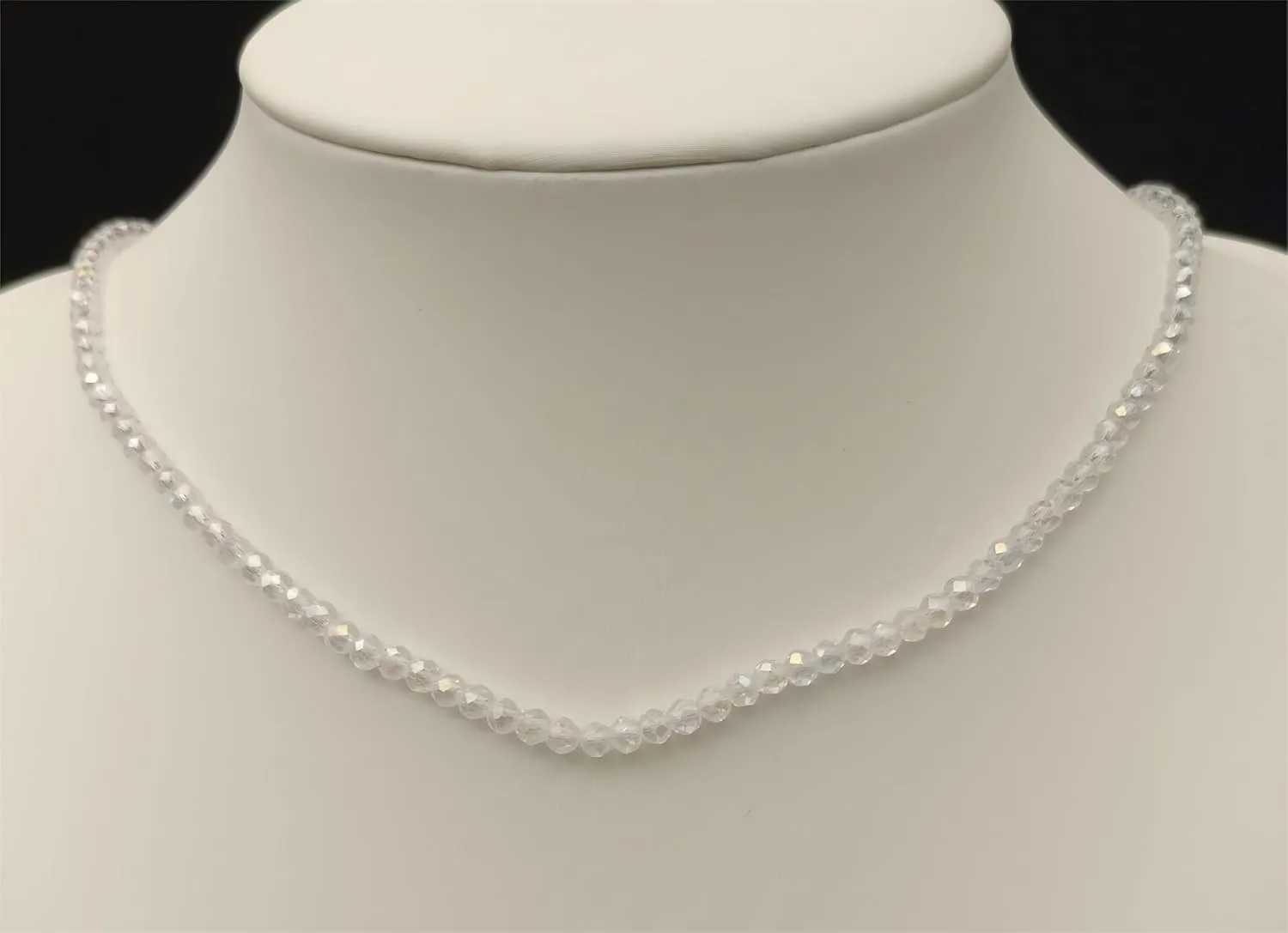 Women's Natural Crystal Beaded Necklace Bracelet Faceted Glass Crystal Beaded Elastic Bracelet
