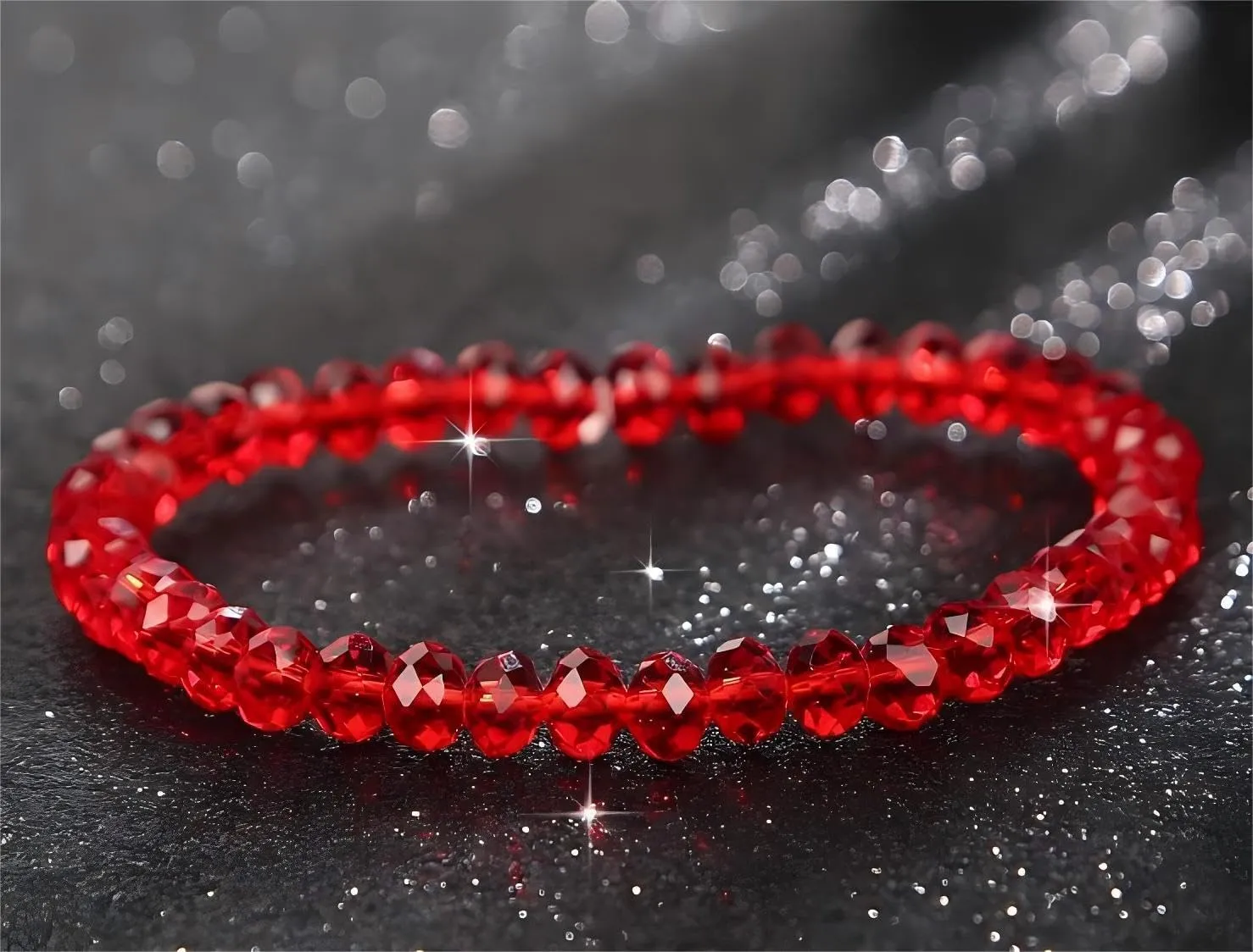 Women's Natural Crystal Beaded Necklace Bracelet Faceted Glass Crystal Beaded Elastic Bracelet