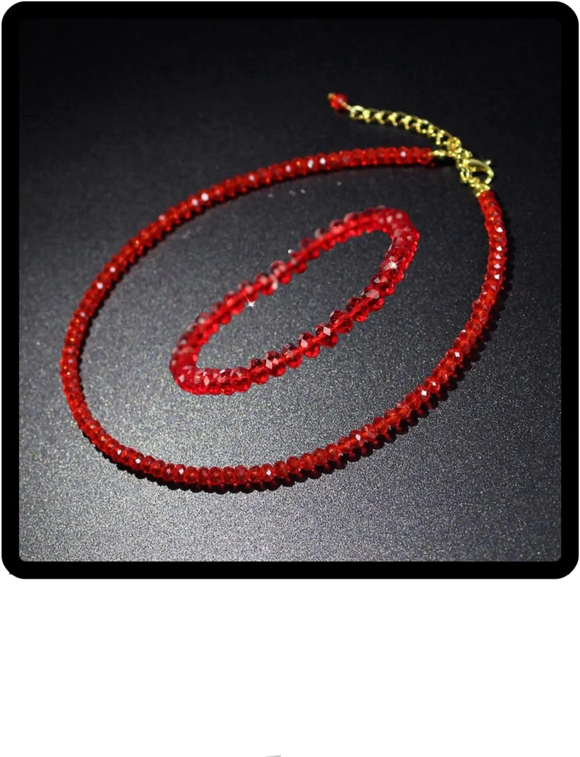 Women's Natural Crystal Beaded Necklace Bracelet Faceted Glass Crystal Beaded Elastic Bracelet