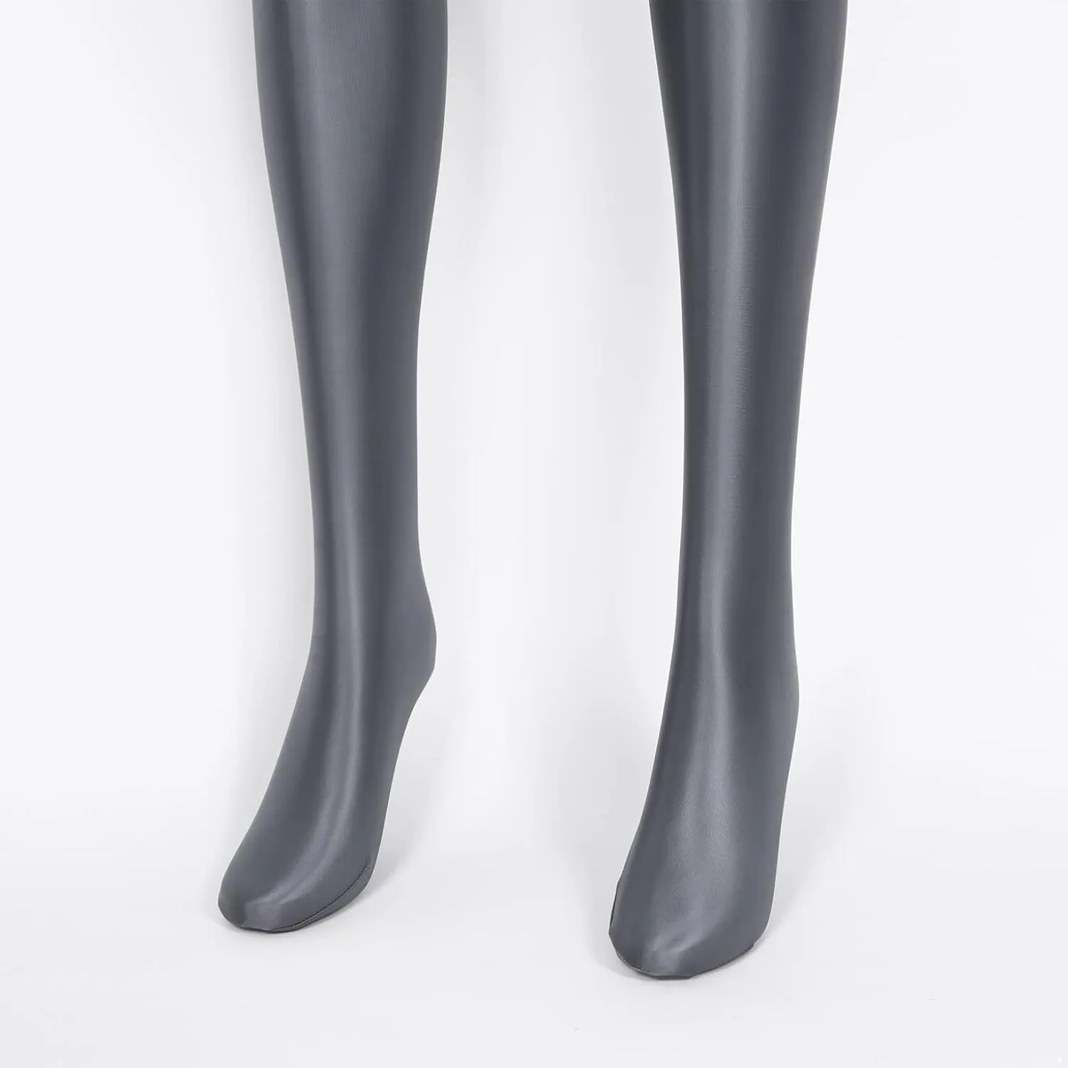 Women's Oil Opaque Basic Stretchy Tube Pencil Mini Skirt with Sheer Thigh-High Stockings
