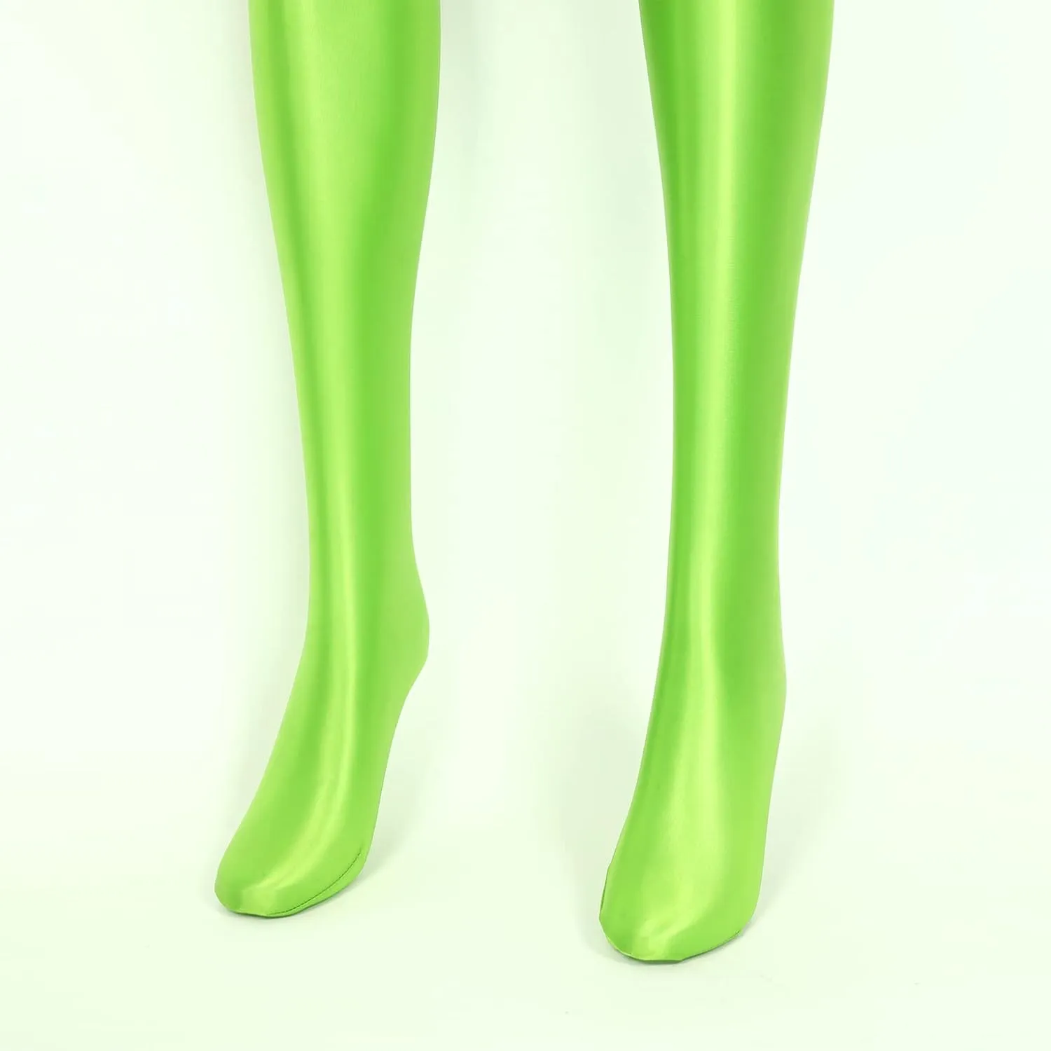 Women's Oil Opaque Basic Stretchy Tube Pencil Mini Skirt with Sheer Thigh-High Stockings